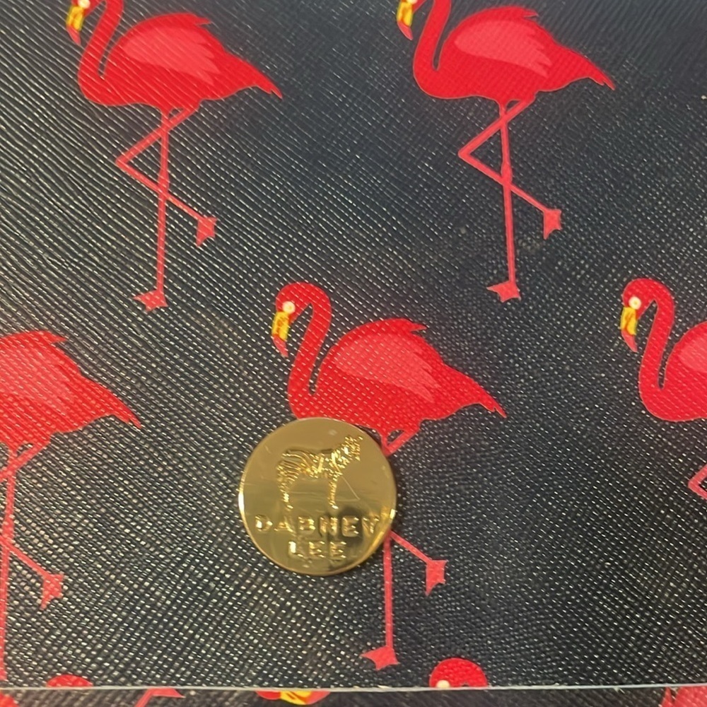 Dabney Lee Navy and Pink Flamingos Hanging Travel case. New Without Tags. - Picture 3 of 9